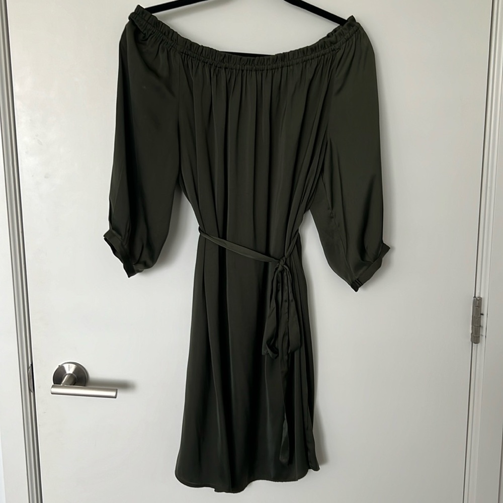 Olive Green Off the shoulder Dress